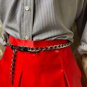 Ralph Lauren Ruby Red Silk Satin Pouf Bubble Ruffle Skirt